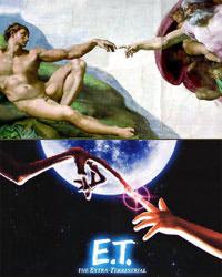 The semiotic synchronicity between these two pictures is clearly religious.