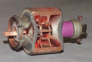 Inside an industrial magnetron.