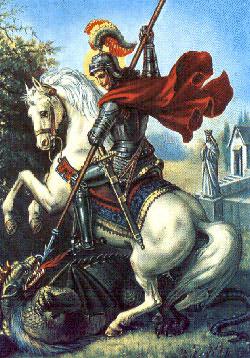 Traditional Christian depiction of St. George overcoming the 'dragon.'