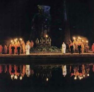 Some of the most powerful and influential people in the world taking part in an esoteric ceremony at Bohemian Grove in California.