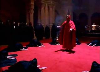 A scene from Stanley Kubrick’s movie Eyes Wide Shut depicting a ceremony of a secret society of the elite. These are replicas of ones that exist in the underworld.