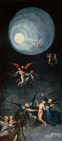 The medieval painting ‘Ascent of the Blessed’ by Hieronymus Bosch shows the light at the end of the tunnel common to NDE accounts.