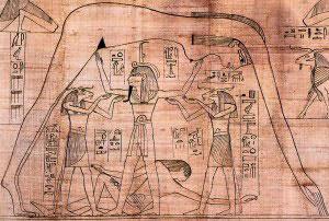 Depiction of the “weighing of the heart”.