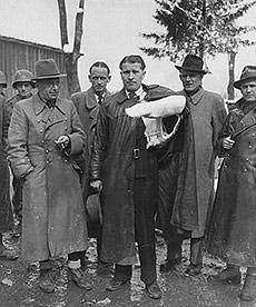 Eugen Saenger on the right from Werner von Braun (center) in Austria on May 3, 1945, after surrender to American troops.