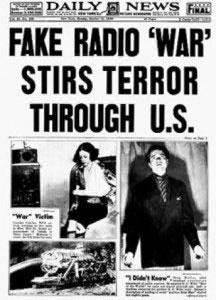 A news report following Orson Welles’ broadcast of War of the Worlds.