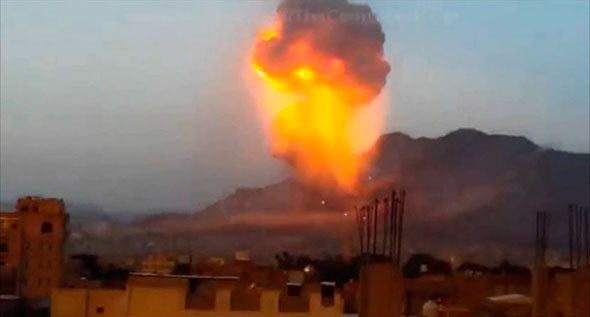 Neutron bomb exploding in Yemen in 2015.