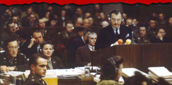 Above: Chief American prosecutor Justice Robert Jackson delivers the opening speech of the American prosecution at the International Military Tribunal trial of alleged war criminals at Nuremberg, Nov 20, 1945 to Oct. 1, 1946. Without brutal torture of many of the defendants, the German officers and civilians accused of capital offenses might have gotten off on many of the charges. Even U.S. Adm. Chester W. Nimitz submitted a written statement in support of at least one of the defendants, his letter stating that the Germans did no more than the Allies.